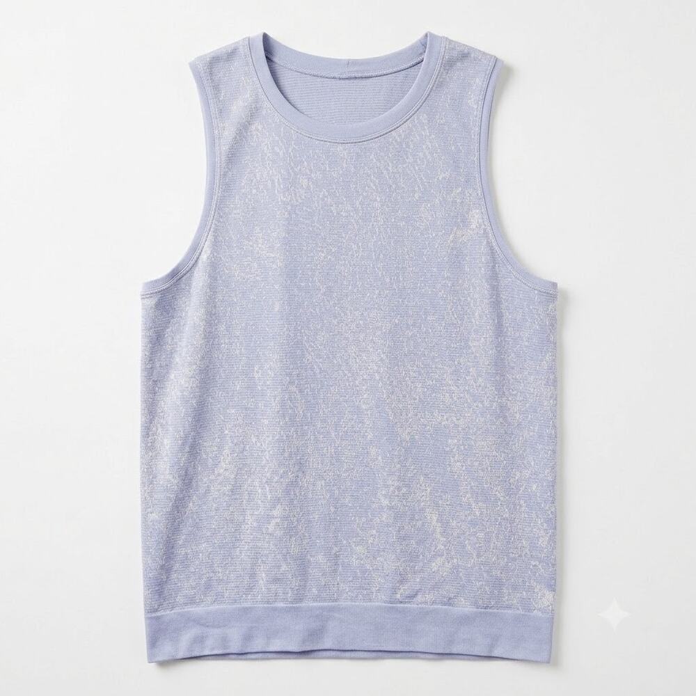 Lululemon Seamless Swiftly Breathe Muscle Tank Blue White Floral Womens 6 Small